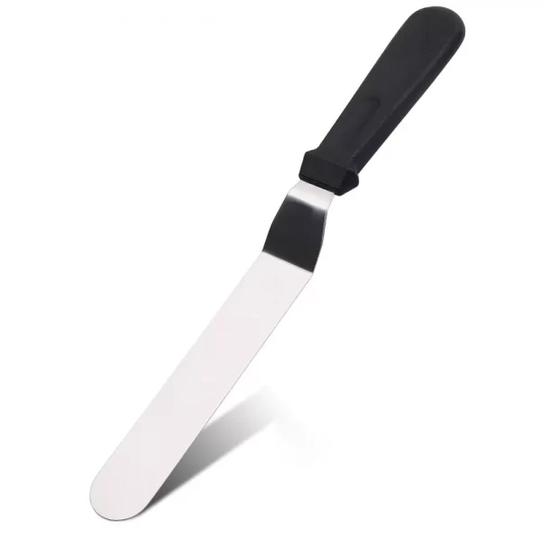 2023112122130979 Hajlított fém kenőkés, cukrászkés 32cm
