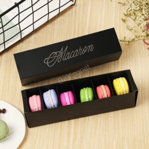 Macaron doboz fekete 6 részes-10 darab