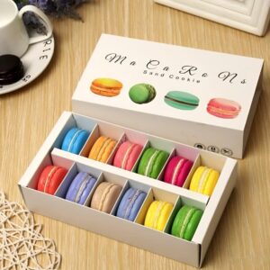 Macaron doboz fehér mintás 12 részes-10 darab