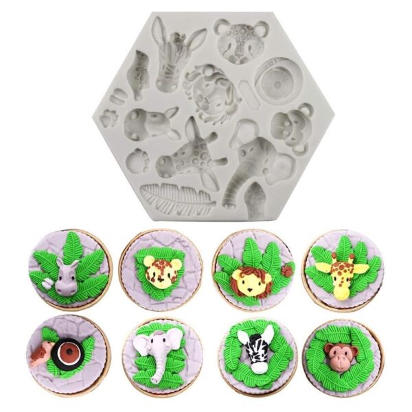 Szilikon fondant és marcipán mintázó-Afrikai állatok 11x13cm Szilikon fondant és marcipán mintázó-Afrikai állatok 11x13cm
