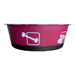 Kisállat rozsdamentes fém tál műanyag burkolattal-20cm