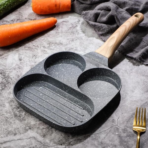 Tapadásmentes tojás és grillserpenyő-3 rekeszes Tapadásmentes tojás és grillserpenyő-3 rekeszes