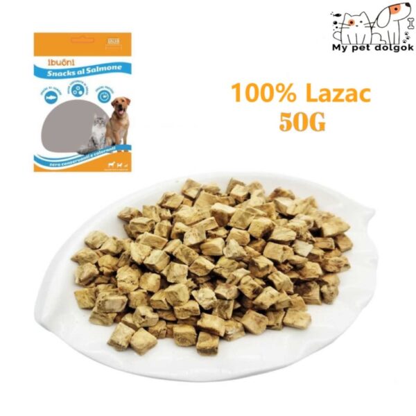 Szárított lazac kockák kisállatoknak-50g Szárított lazac kockák kisállatoknak-50g