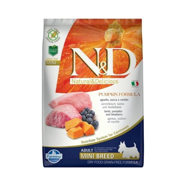 N&D Dog Grain Free bárány & áfonya sütőtökkel adult mini 7kg N&D Dog Grain Free bárány & áfonya sütőtökkel adult mini 7kg