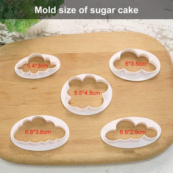 Műanyag felhő fondant kiszúró, 5 db-os szett