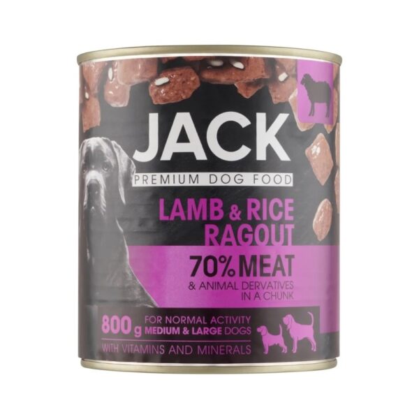 Jack kutya konzerv ragu bárány-rizs hús,800g Jack kutya konzerv ragu bárány-rizs hús,800g