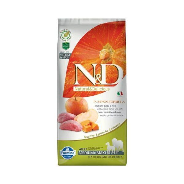 N&D Dog Grain Free vaddisznó & alma sütőtökkel adult medium/maxi 12kg N&D Dog Grain Free vaddisznó & alma sütőtökkel adult medium/maxi 12kg