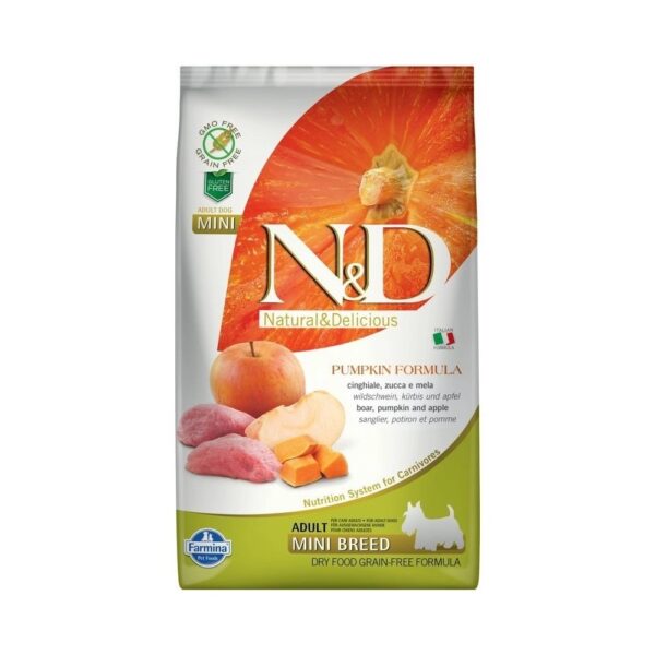 N&D Pumpkin Dog vaddisznó, sütőtök&alma adult mini 2,5kg