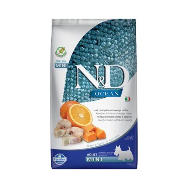 N&D Dog Ocean tőkehal & narancs és sütőtök adult mini 2,5 kg N&D Dog Ocean tőkehal & narancs és sütőtök adult mini 2,5 kg