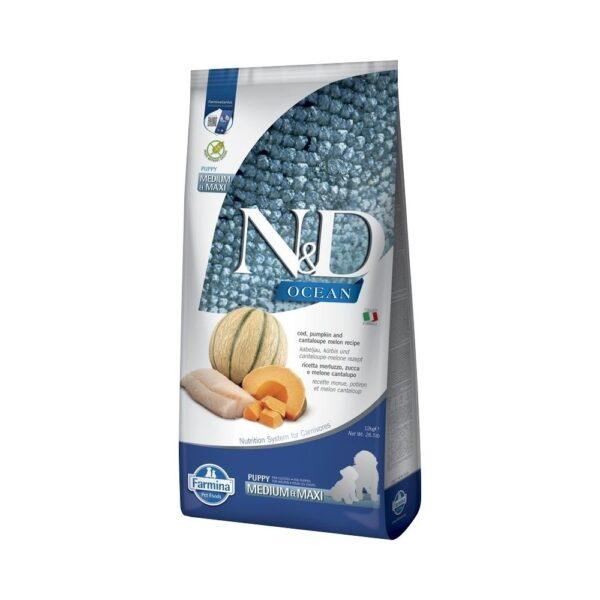 N&D Ocean Dog tőkehal,sütőtök & sárgadinnye Puppy medium/maxi 12kg N&D Ocean Dog tőkehal,sütőtök & sárgadinnye Puppy medium/maxi 12kg