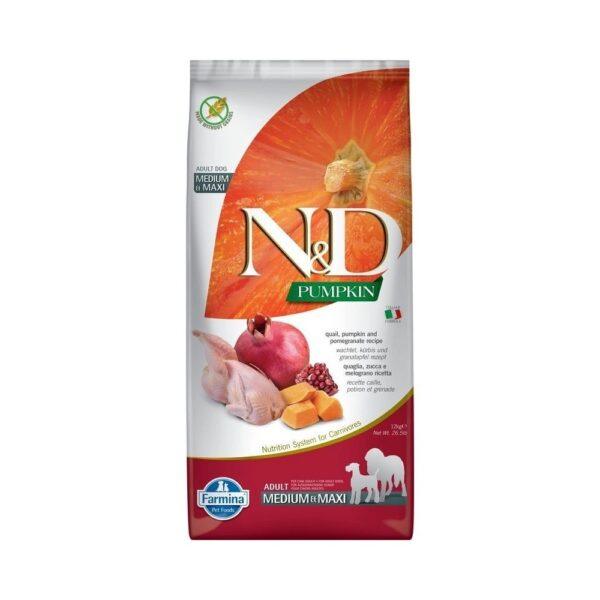 N&D Pumpkin Dog fürj & sütőtök,gránátalma adult medium & maxi 12kg N&D Pumpkin Dog fürj & sütőtök,gránátalma adult medium & maxi 12kg
