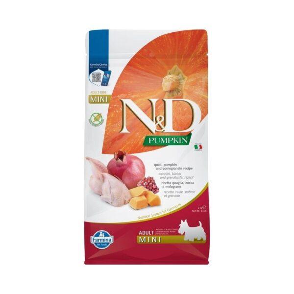 N&D Pumpkin Dog fürj & sütőtök,gránátalma adult mini 2kg
